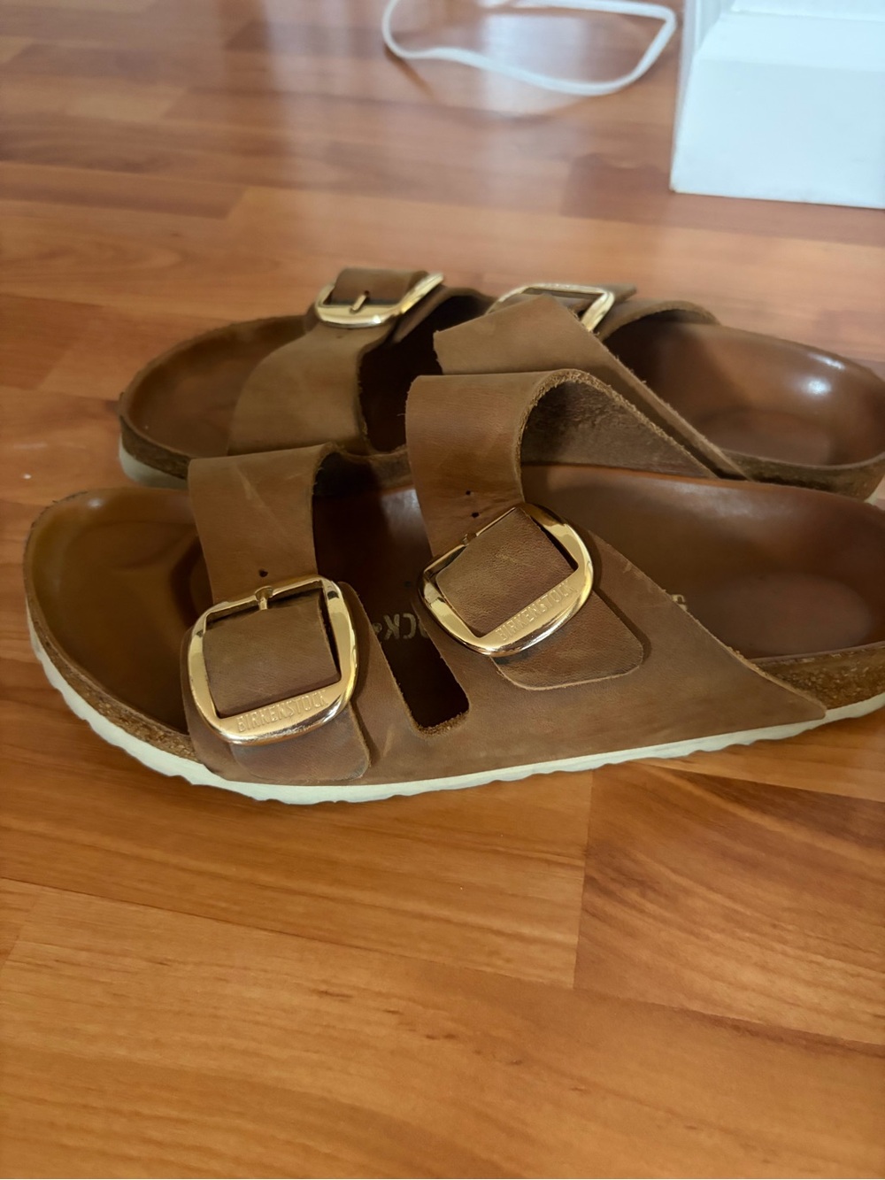 Birkenstock Women’s double strap Leather Slide Sandals - Picture 2 of 3